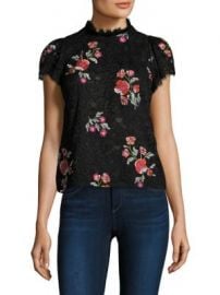 Rebecca Taylor - Floral Lace Embellishments Top at Saks Fifth Avenue